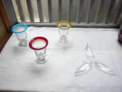 透明ガラス笹型小皿、パフェグラス