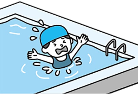 イラスト：プールの事故の危険な行為