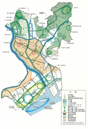 緑化重点地区、保全配慮地区図