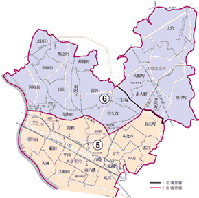 市川市での衆議院議員選挙小選挙区の区割り（詳細図）