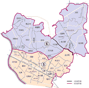 市川市での衆議院議員選挙小選挙区の区割り(詳細図)