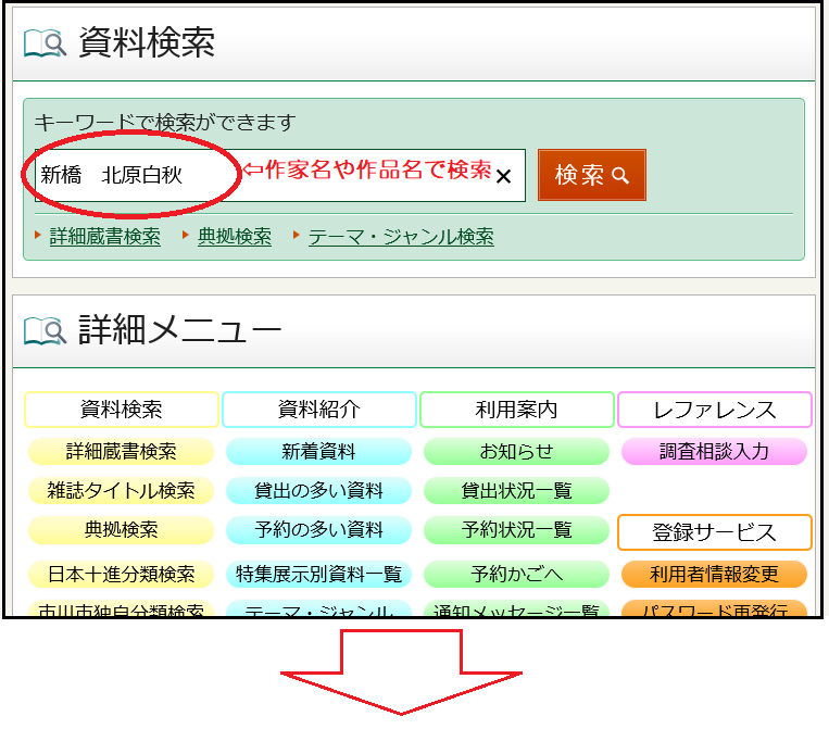 検索結果一覧画面