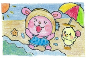 うさぎと海　イラスト