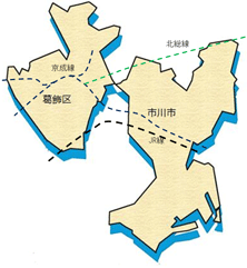 市川市と葛飾区の位置