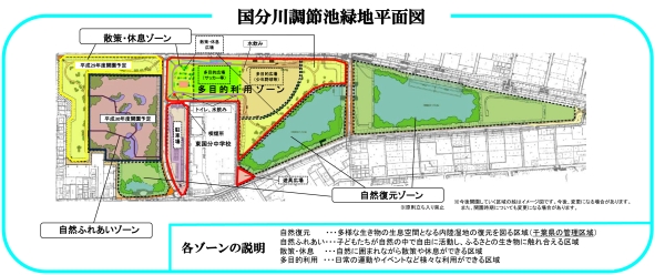 国分川調節池緑地平面図