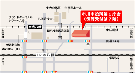 イラスト：第1庁舎の周辺マップ