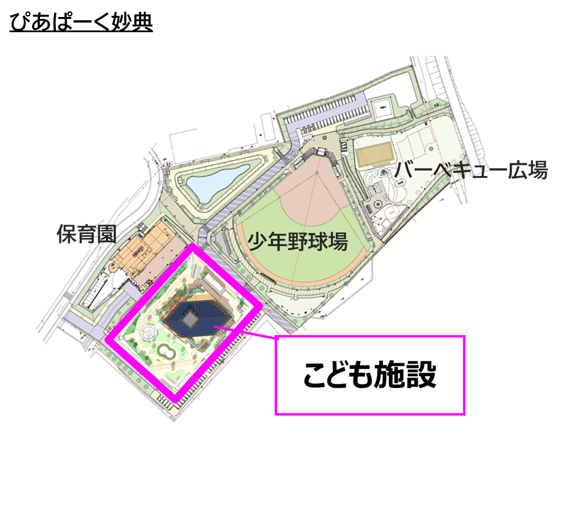 イラスト：ぴあぱーく妙典内の保育園の横にこども施設がオープンしました。