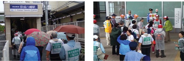 京成八幡駅での訓練