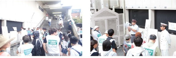 写真:JR総武線本八幡駅での訓練