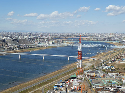 江戸川放水路一帯を写した写真