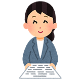 イラスト：書類を受け取る窓口の女性