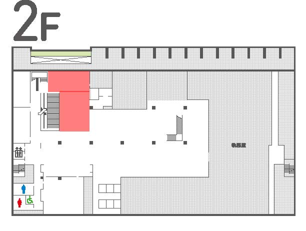 庁舎内2階におけるフリースペース利用範囲を示す画像です。