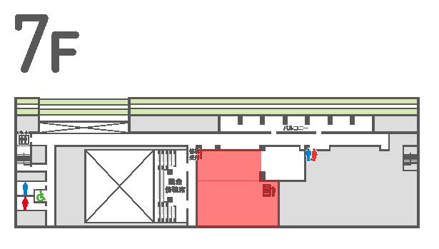 庁舎内7階におけるフリースペース利用範囲を示す画像です。