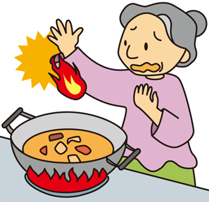 イラスト:着衣着火の火災事例