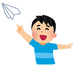 イラスト:紙飛行機と男の子 イラスト:紙飛行機と男の子