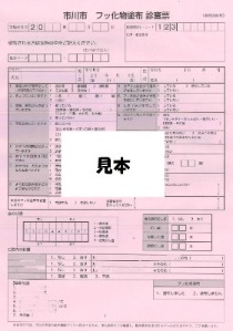 市川市フッ化物（フッ素）塗布診査票の見本