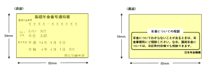 基礎年金番号通知書（見本）