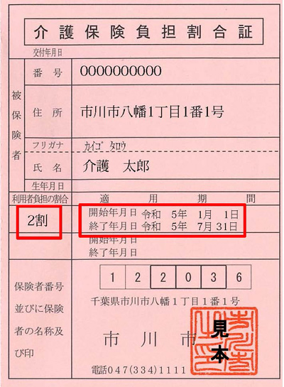写真：介護保険負担割合証