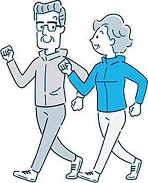 イラスト:ウオーキングしている男女