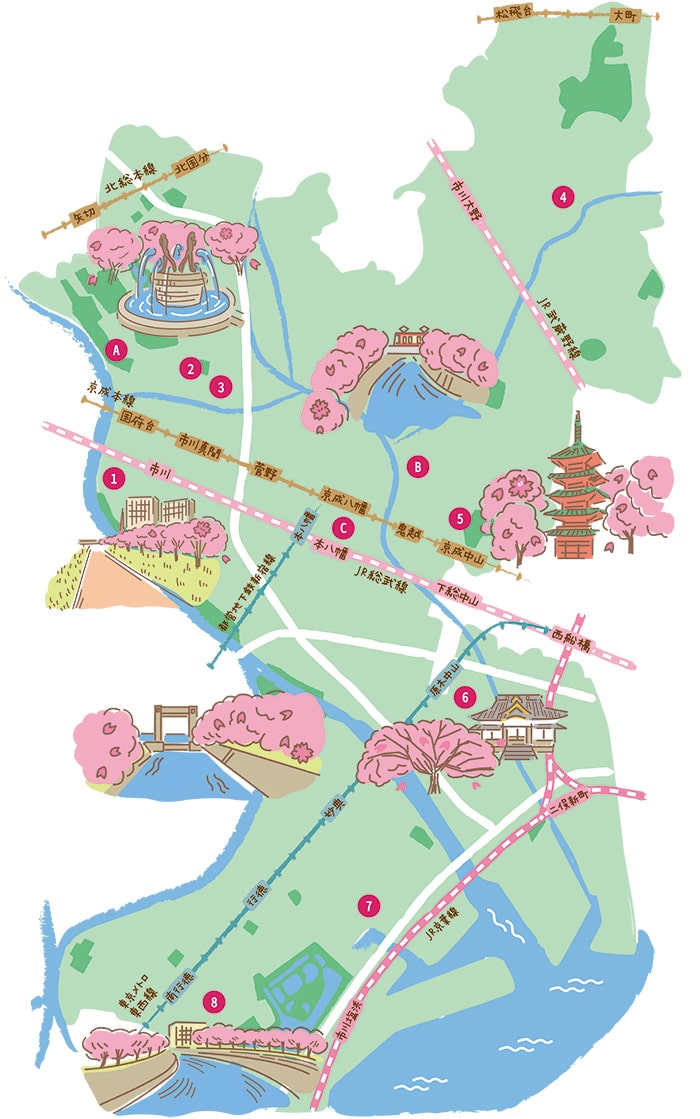 画像：桜の見どころMAP