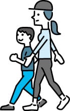 イラスト：親子で歩く