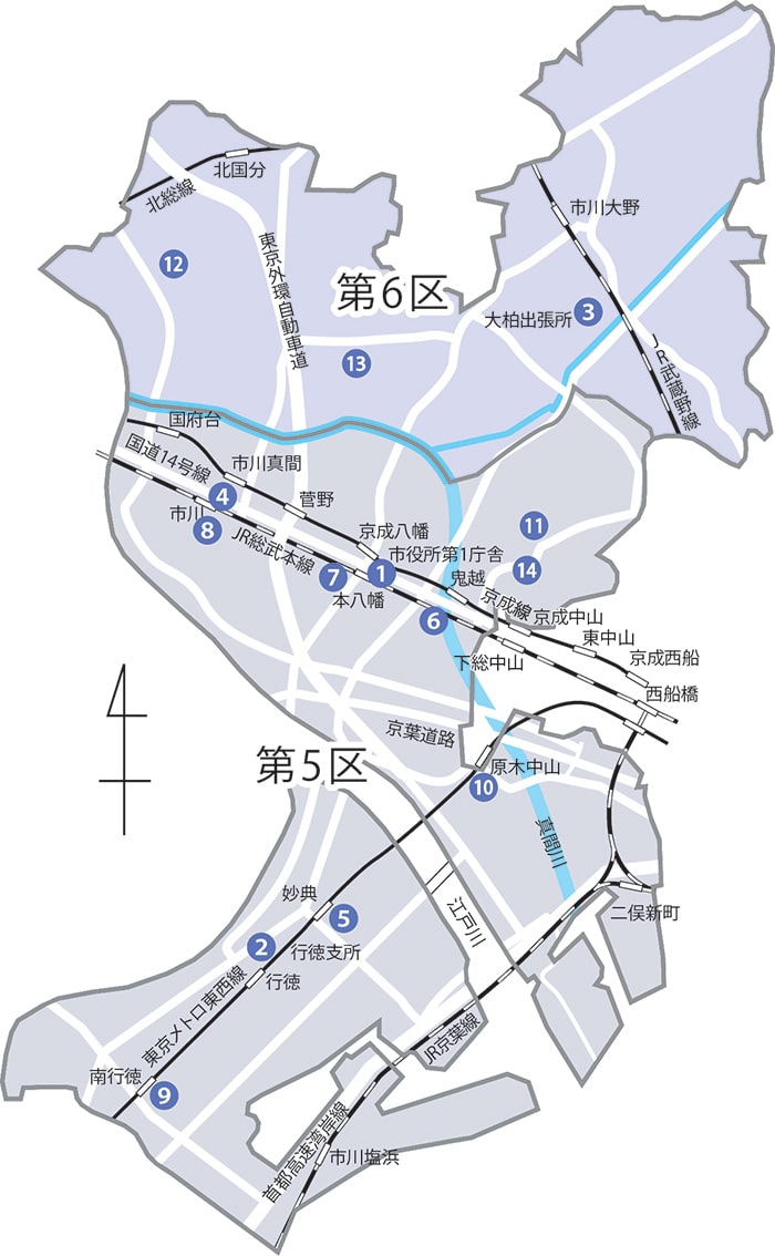 画像：期日前投票所一覧のMAP