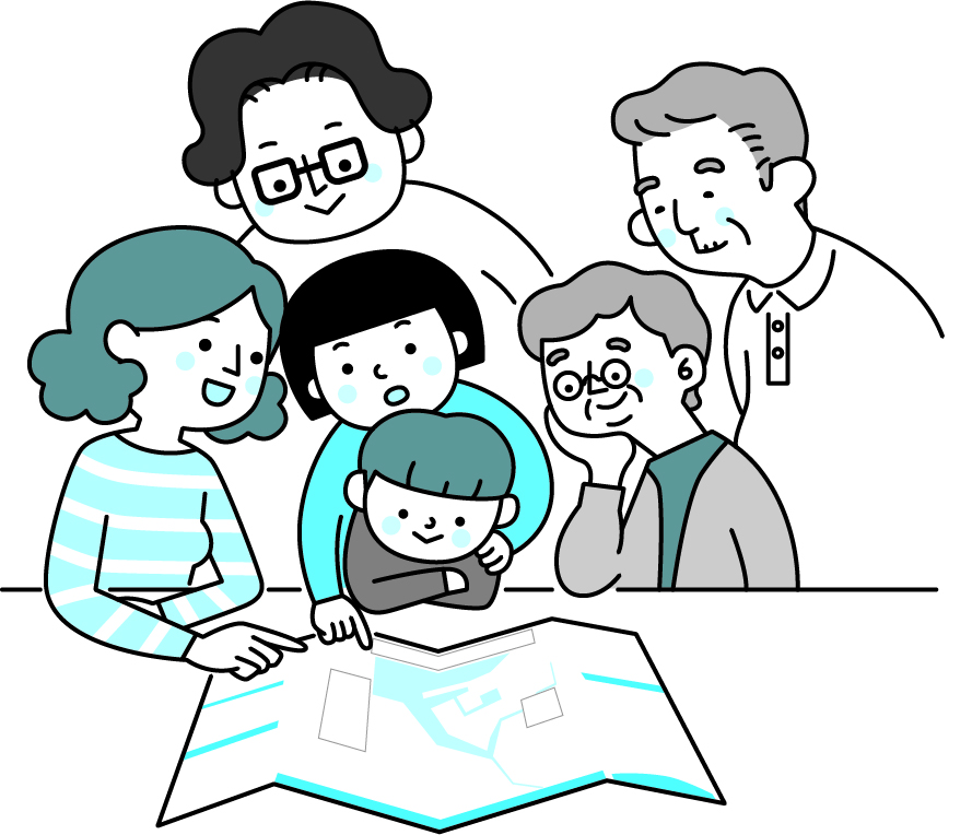 イラスト:家族みんなで避難先の確認