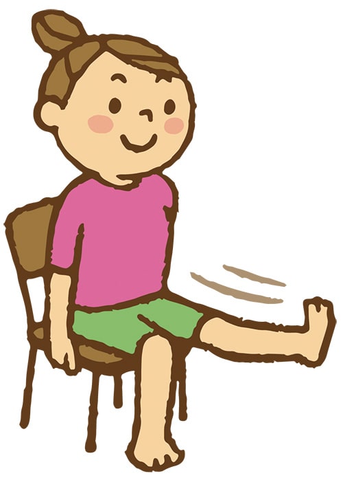 イラスト：イスに座ってストレッチをする女の子