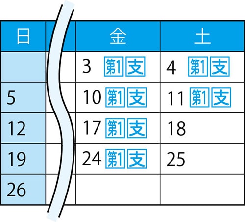 11月の集団接種会場のカレンダー