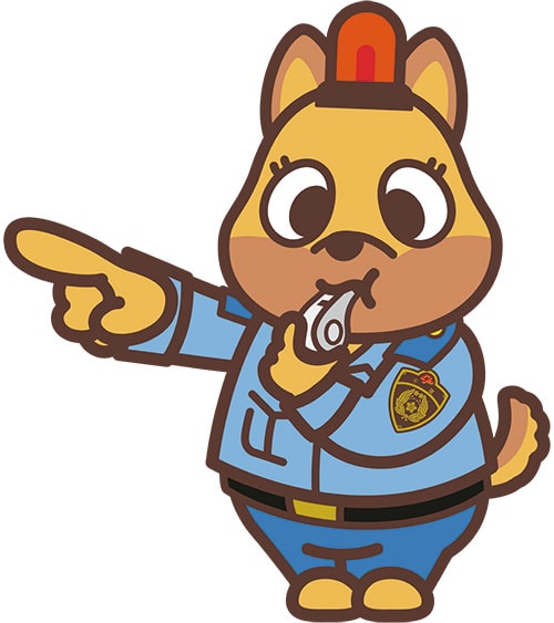 イラスト:市の防犯キャラクター いちパトくん