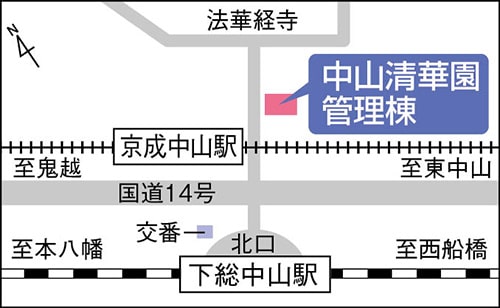 イラスト地図：中山清華園管理棟