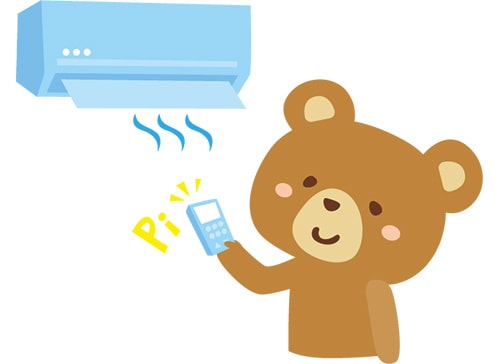 イラスト:エアコンや扇風機で温度を小まめに調節