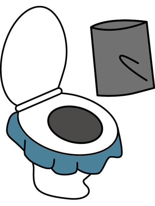 イラスト:携帯トイレの使い方・処理方法