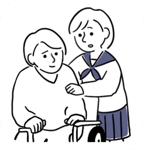 イラスト：身体的なケアをしている（看病、見守り、トイレの介助など）