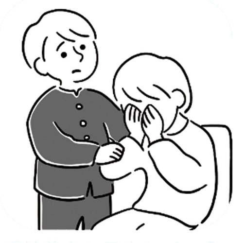 イラスト：精神的なケアをしている（話し相手になる、愚痴を聞くなど）