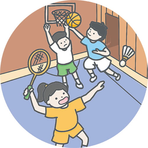 イラスト：バスケットボールで遊ぶ子ども