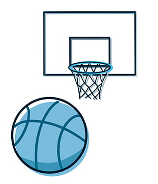 イラスト：誰でも使えるバスケットコートがオープン