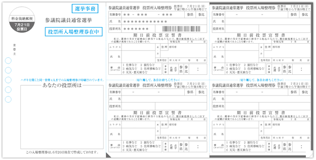 投票所入場整理券の発送