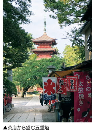 茶店から望む五重塔