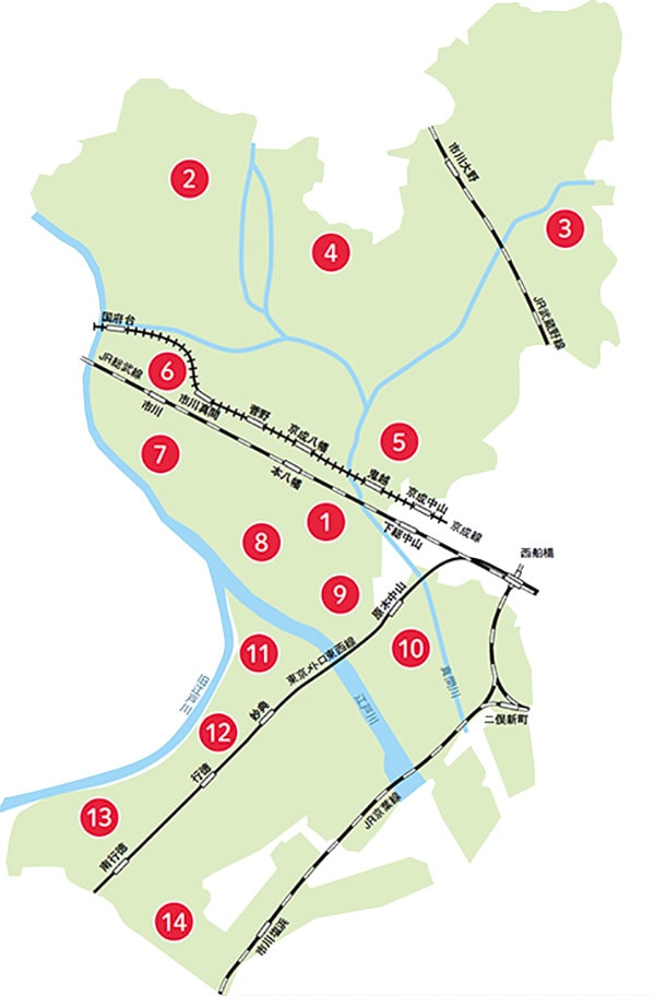 市内14カ所にあります