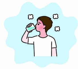 発熱による不快感がある場合は、衣服を薄着にして、水分を多めに摂取してください。