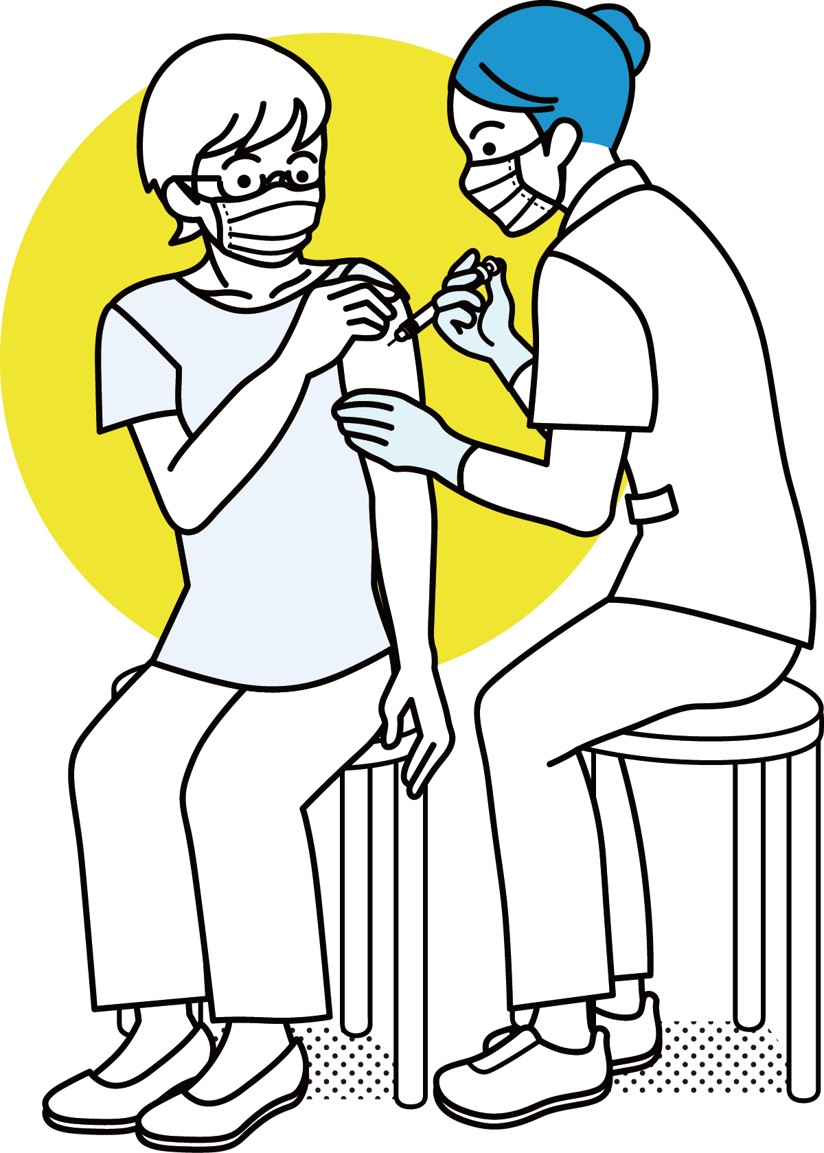 イラスト:ワクチンを注射している看護師さん