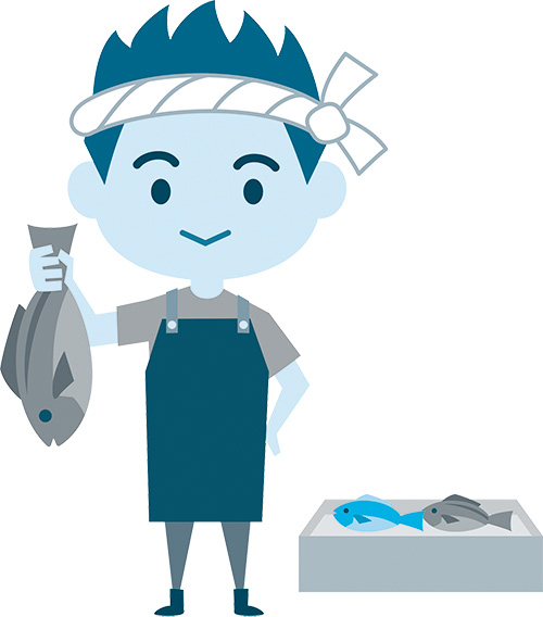 イラスト：市川の漁師による朝市