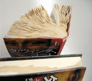 画像：⾬で濡れてふくらんだ本