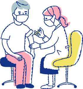 イラスト：ワクチン接種を行う医師