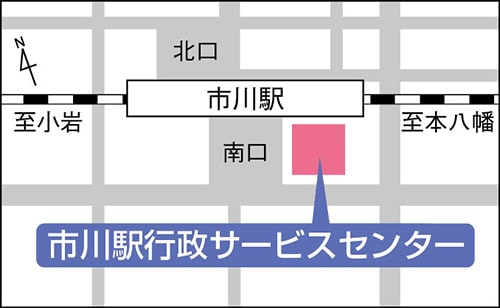 イラスト地図：市川駅行政サービスセンター