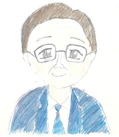 画像：佐々木仁香（にこ）さんよりいただいた市長のにがお絵