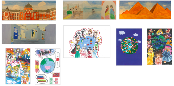 「世界の国からこんにちWA」中学生作成のポスター 「世界の国からこんにちWA」中学生作成のポスター