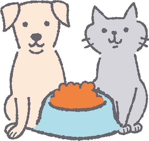 イラスト：犬猫のフードなどの寄付を受け付けています