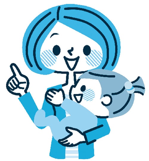 イラスト：子供を抱っこする母親